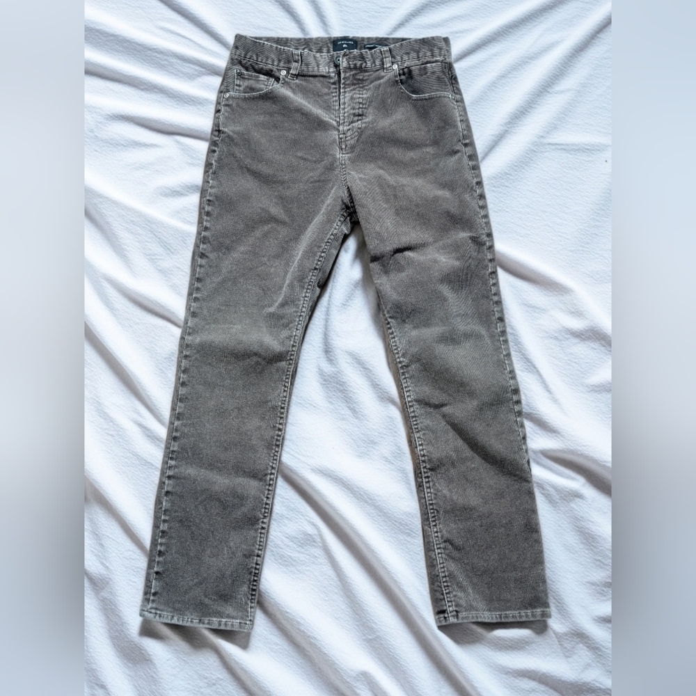 Quiksilver Straight Tapered Fit Beige Corduroy Men's Casual Pants Cotton 28